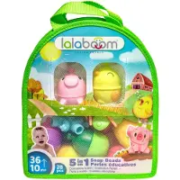 Lalaboom - Educatieve kralen en boerderijdieren - Vogel en varken - 28 Stuks