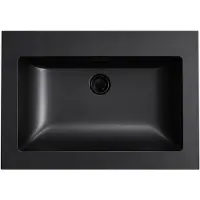 Lambini Designs Lugano wastafel quartz 60cm zonder kraangat zwart mat
