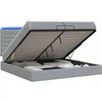 vidaXL Ottomanbed met matras en LED-verlichting, lichtgrijs, 200 x 200 cm, stof
