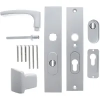 Starx Veiligheidsgarnituur - Aluminium F1 - Aluminium - - Deurklink en op SKG*** met kerntrekbeveiliging 195x50mm PC55/72 Aluminium F1