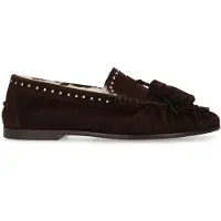 Manfield Donkerbruine suède loafers met voering | Maat 40