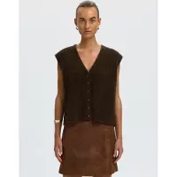Selected Wolmix Gebreid Gilet Dames Bruin M