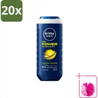 Nivea 20 x - Men - Douchegel - Power Refresh - 250 ml - Bulkverpakking - Douchegel voor mannen - Douchemop - 3-in-1 douchegel