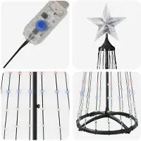 vidaXL Led-kegelkerstboom 180 cm 250 LED's Meerkleurig Staal Wit