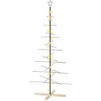 vidaXL Metalen kerstboom KUOPIO 180 cm Warmwit Staal Zwart