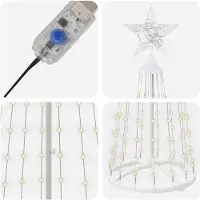 vidaXL Led-kegelkerstboom 180 cm 250 LED's Warmwit Staal Wit