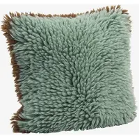 Madam Stoltz Wollen Sierkussenhoes – Turquoise & Karamel – 40x40 cm – Handgeweven