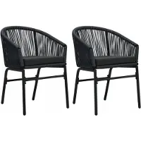 VMP Set van 2 zwarte rotan tuinstoelen 58x58x78cm