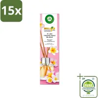 Air Wick 15 x - Geurstokjes - Delicate Frangipani Bloemen - Essentiële Oliën - 40 ml - Grootverpakking - Vaatwasstrips - Geurstokjes - Frangipani - Geur - Essentiële Oliën - Exotische Geur