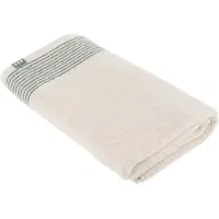 Tendance Serviette de bain à rayures 90 x 150 cm 100 % coton ivoire et vert sauge