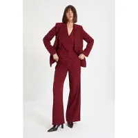Trendyol TRENDYOLMİLLA Dames Bordeaux Effen Lang Regular fit Blazers