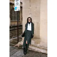 Trendyol TRENDYOLMİLLA Dames Zwart Gestreept Lang Regular fit Blazers