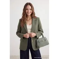 Trendyol TRENDYOLMİLLA Dames Groen Effen Lang Regular fit Blazers