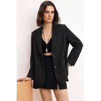 Trendyol TRENDYOLMİLLA Dames Zwart Effen Lang Oversized Blazers