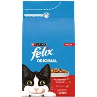 Felix 3x Original Kattenvoer Droog Adult Rund & Kip 1,5 kg