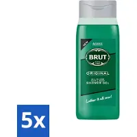 BRUT 5 x - Douchemiddel - All in One Haar en Body - Original - Verzorgend & Verfrissend - 500ml - Voordeelverpakking - 5 stuks