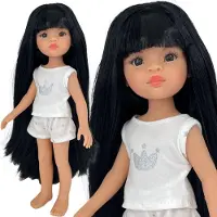 Paola Reina pop Amigas Liu zwart haar - pop in pyjama 32 cm.