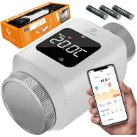 Kesser 2x Slimme Radiatorknop Thermostaatkop Radiator Kraan | Radiatorthermostaat Knop met app-bediening en LCD-scherm - Vierkant, Wit