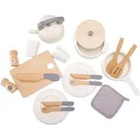 New Classic Toys Houten Servies en Pannenset voor Kinderen - 20-delige Speelset met Pannetjes, Servies en Bestek - Speelgoedkeuken Accessoires voor Kinderen - Rollenspel Keukenspeelgoed - Vanaf 2 Jaar