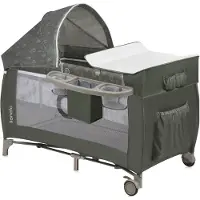 Lionelo Sven Plus 2in1 Meegroeibed & Campingbedje - 127x60 cm - Tot 15 kg - Co-Sleeper - Reisbed met Commode, Organizer, Klamboe en Interactief Speelgoed