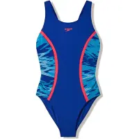 Speedo H-Boom Splice Muscleb 1P Meisjes - Chloorbestendig Badpak Meisjes - Kleurvast Zwempak Meisjes - Sportbadpak Meisjes met Muscleback-Rug - Marine/Blauw - 152