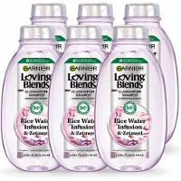 Garnier 6 x Loving Blends Shampoo met rijstwater, voor lang haar, 300 ml - Voordeelverpakking - 6 stuks