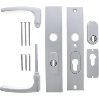Starx Deurkruk op schild - Aluminium F1 - Aluminium - - Deurklink op SKG*** met kerntrekbeveiliging 195x50mm PC55/72 Aluminium F1