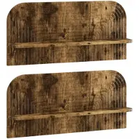 vidaXL Wandplank 2 st Gerookt eiken 80,5 x 13,5 x 37,5 cm Bewerkt hout
