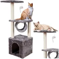 Lean Kattenkrabber Met Huistunnelplatform 30x30x78cm