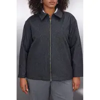 Trendyol Dames Grijs Effen Lang Regular fit Grote maten Blazers