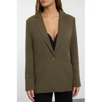 Trendyol TRENDYOLMİLLA Dames Kaki Effen Lang Regular fit Blazers