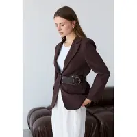 Trendyol TRENDYOLMİLLA Dames Bruin Effen Lang Getailleerd Blazers