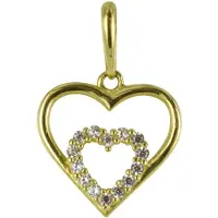 New Bling 9NBSAM-G190100 Gouden Hangertje - Dames - Hartje - Zirkonia - 10 x 11 mm - 14 Karaat - Bedel - Goud