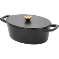 HOLM Gietijzeren pan ovaal 28,5 x 21 x 10,8 cm 3,8 liter Zwart