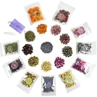 Famanu – Natuurlijke gedroogde bloemen en kruiden, set van 10 zakjes voor zeep, kaarsen en sieraden maken