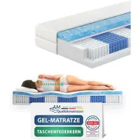 AM Qualitätsmatratzen - Premium gelschuim matras 200x200cm - Zacht (H2) - 10000 veren - Pocketveringmatras gelschuim 200 x 200-6 cm gelschuim deklaag - 24cm hoogte - Made in Germany