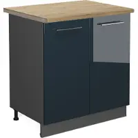 Vicco Wastafelkast Fame-Line Donkerblauw hoogglans 80 cm , WB Eik, Model 48807