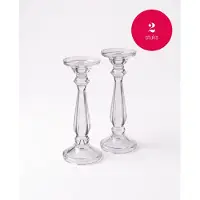 Vtwonen Kandelaar Set van 2 - Kaarsenhouder van Glas - Transparant - 9.9x25cm
