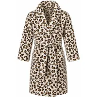 Badrock Kinderbadjas tijger print beige tinten– 100% flanel fleece – badjas kind luipaard – kindermodel – fleece badjas kind - maat M(7-8jaar) - 122-128
