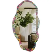 Tulup Een Bloemenfestijn Spiegel - Groen Elegante Rechthoekige Wandspiegel - Organische Spiegel - Slaapkamer, Woonkamer, Hal - Abstract - 45x90 cm - Totale afmeting 52x97 cm