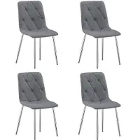 Leobert LIBRA Eetkamerstoelen – Set van 4 – Grijs Stof – Metalen Poten – Comfortabele Gestoffeerde Zitting – Modern Design – Voor Woonkamer, Keuken en Eetkamer – Max. 110 kg per Stoel