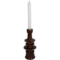 HD Collection Kandelaar Inya - Keramiek - Bruin - 9x22x9 cm (BxHxD) - Voor dinerkaars - Sfeervol Interieur