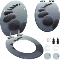 vidaXL Toiletbril met soft-close deksel stenen MDF