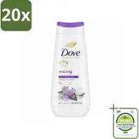 Dove 20 x Douchecrème - Relaxing - Kokos & Jasmijn - 225 ml - Grootverpakking - Vaatwasstrips - Douchegel - Ontspannen Douche - Huid Verzorging - Hydratatie - Jasmijn Geur