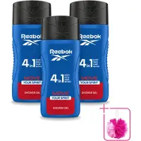 Reebok 3 x - Move Your Spirit - Douchegel - 4 in 1 - 400 ml - Bulkverpakking - Douchegel 4 in 1 - Douchemop - Verzorging lichaam