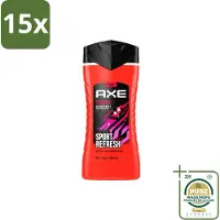 Axe 15 x – Douchegel – Sport Refresh – 250 ml - Wasstrips - Douchegel Sport - Verfrissende Douchegel - Menthol Douchegel - Sportieve Geur - Frisse Boost