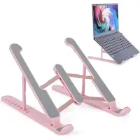 CHPN Inklapbare laptopstandaard - Roze laatophouder - Roze - Compacte laptopstand - Kunststof - Universeel -