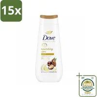Dove 15 x Douchecrème - Nourishing Care - Arganolie - 225 ml - Wasstrips - Douchegel - Arganolie - Hydratatie - Droge Huid - Voedende Huid
