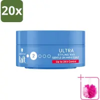 Taft 20 x - Ultra 2 - Styling Wax - Flexibele textuur - 75 ml - Bulkverpakking - Haartypen - Douchemop - Styling wax