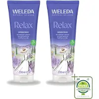 Weleda 2 x - Douchecrème Aroma Shower Relax - 200 ml - Grootverpakking - Vaatwasstrips - Douchecrème - Ontspanning - Aromatherapie - Natuurlijke Douchecrème - Lavendel